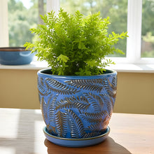 Beach Fern Planter with Attached Saucer